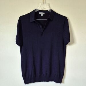 COS Blue Polo Shirt Classic Preppy Cotton Lightweight Knit Design, Size S